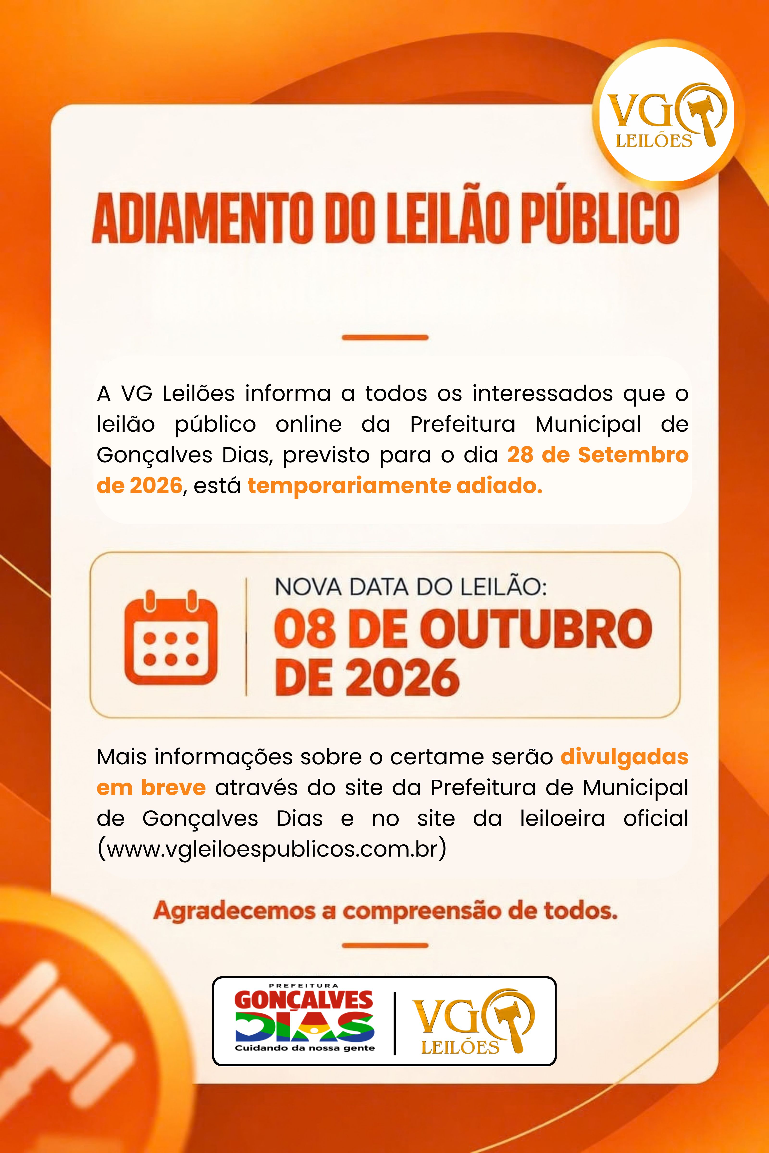 Aviso de Adiamente